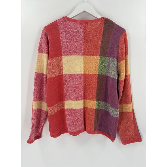Coldwater Creek Cardigan Sweater Womens Large Multicolor Patchwork Button Knit - Picture 9 of 16